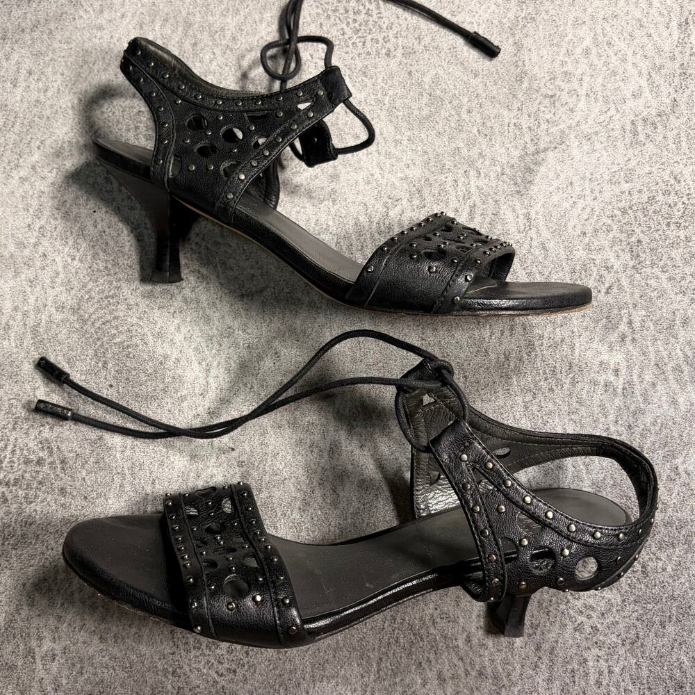 Stuart Weitzman Black Studded Strappy Heels